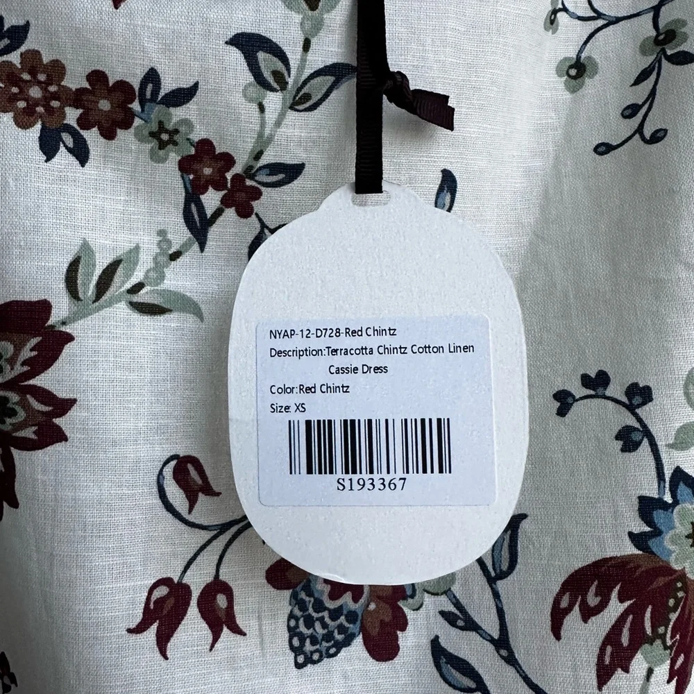 Tuckernuck x Studio McGee Terracotta Chintz Cotton Linen Cassie Dress XS New - Picture 4 of 6